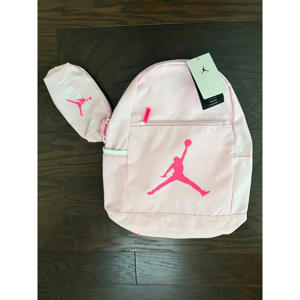 Jordan Air Backpack with Pencil Case Pink Jumpman Logo 15in Laptop Sleeve NEW
